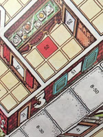 Gameboard showing street and building